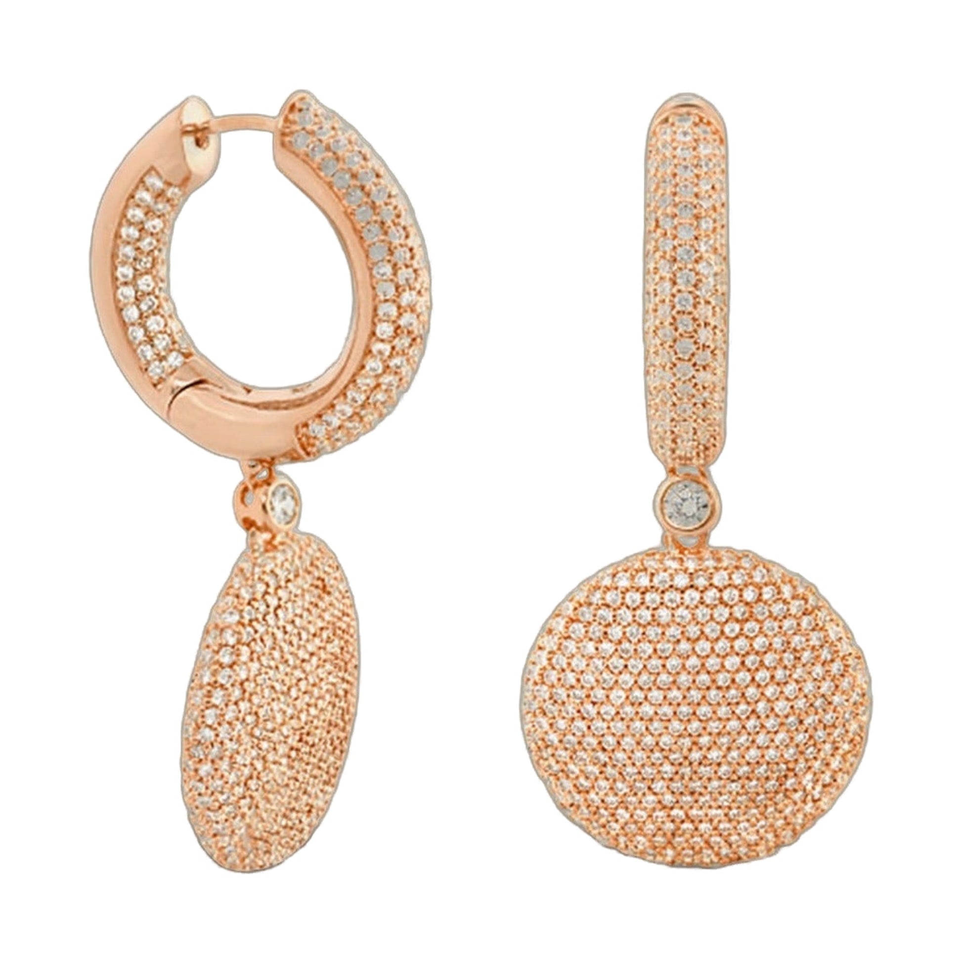 Shimmer and Glimmer Earrings: rose gold pave crystal hoops and long drop by Lauren G Adams on Tampa Home & Garden Store