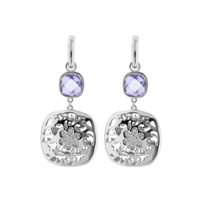 Allure Earrings by Lauren G Adams: lavender oval gemstone drops in a silver filigree pair on Tampa Home & Garden Store