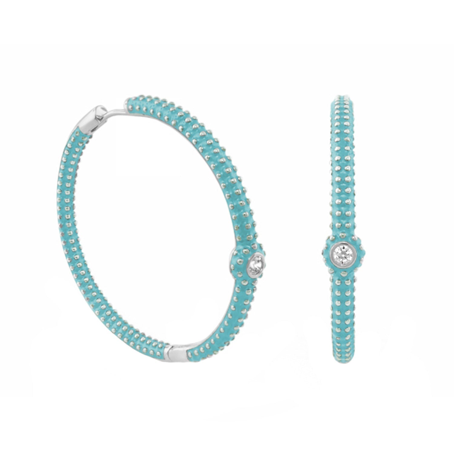 Rock N' Roll Earrings turquoise beaded wrap design with silver studs and crystal accents on Tampa Home & Garden Store