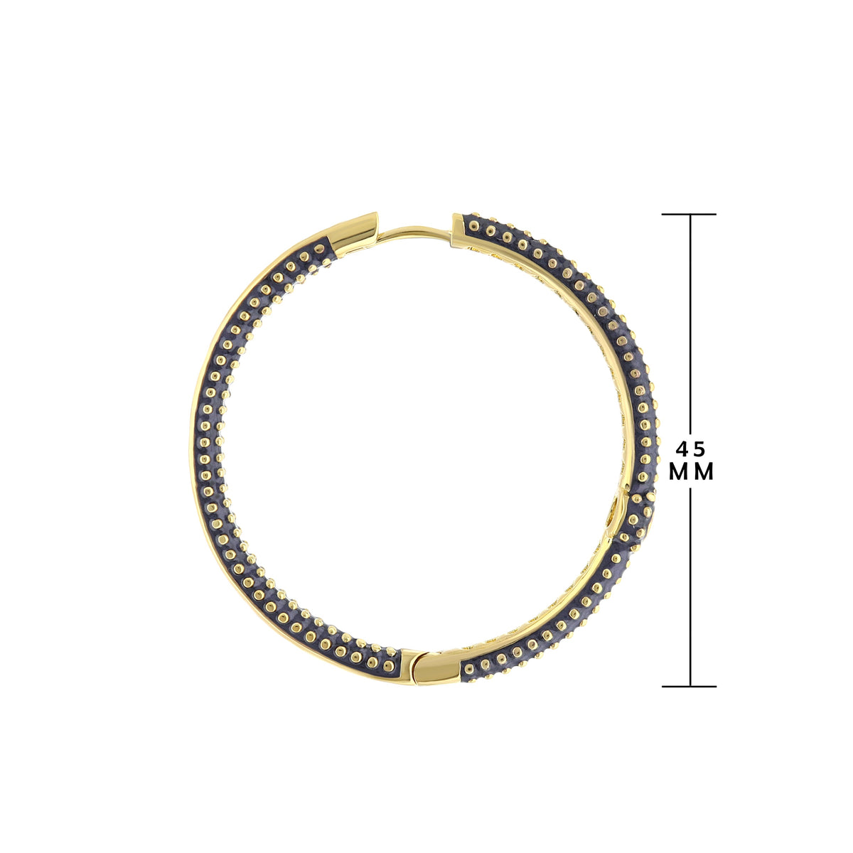 Rock N' Roll Earrings hoop, gold-tone with navy enamel and studs, 45mm, Lauren G Adams on Tampa Home & Garden Store