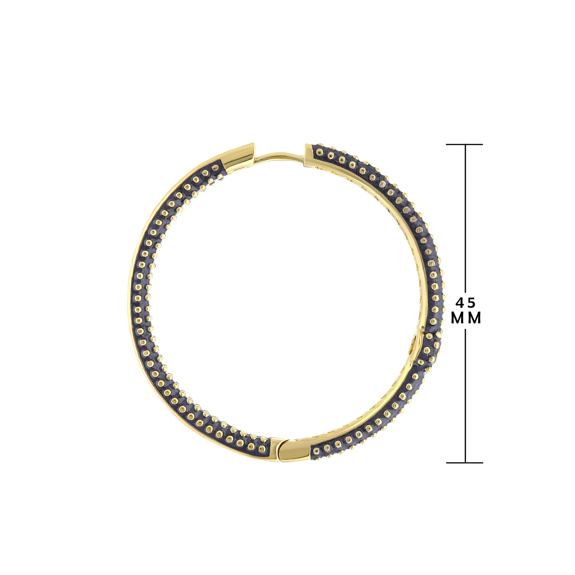 Rock N' Roll Earrings hoop, gold-tone with navy enamel and studs, 45mm, Lauren G Adams on Tampa Home & Garden Store