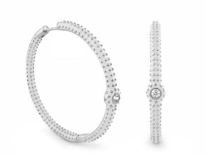 Rock N' Roll Earrings by Lauren G Adams, sterling silver bead-hoop pair with diamond accents on Tampa Home & Garden Store