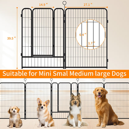 Dog Playpen 16-panel black metal fence with anti-skid base HouseOfZazla indoor/outdoor four dogs on Tampa Home & Garden Store