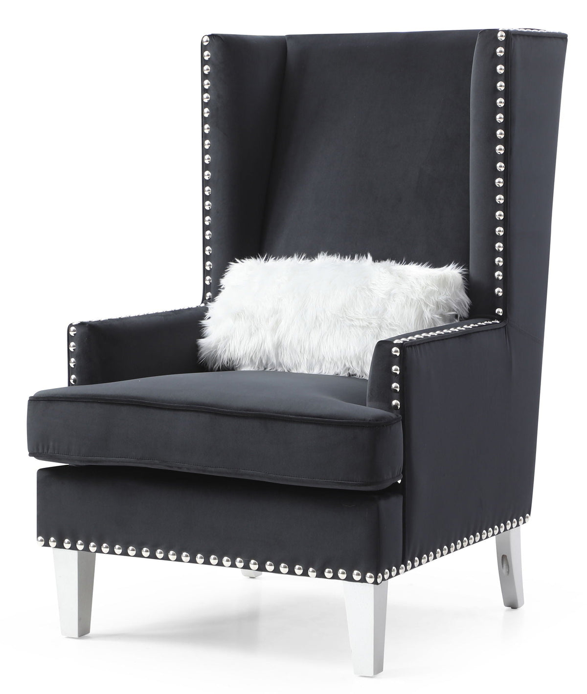 Traditional accent arm chair with tufting in dark gray leather, studs on arms HouseOfZazla on Tampa Home & Garden Store