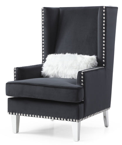 Traditional accent arm chair with tufting in dark gray leather, studs on arms HouseOfZazla on Tampa Home & Garden Store