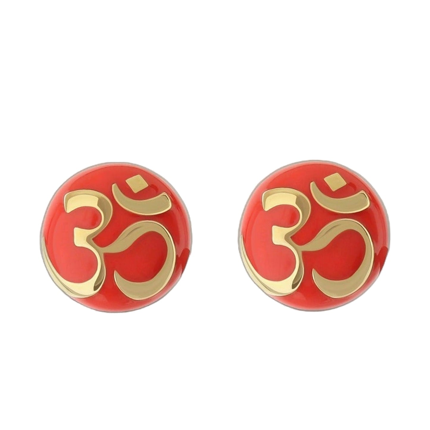 Endless Kisses earrings pair, red round studs with gold pattern, by Lauren G Adams on Tampa Home & Garden Store