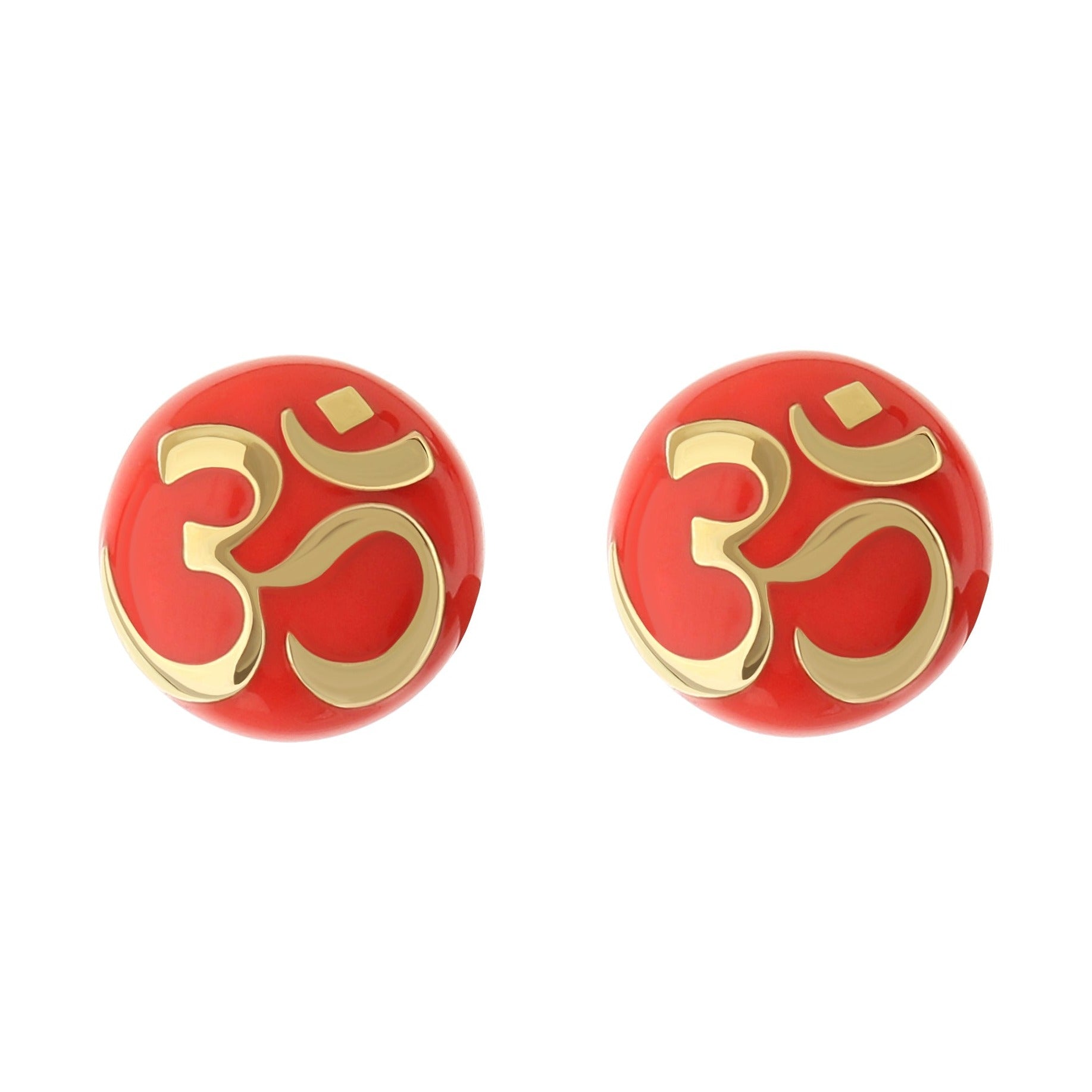 Endless Kisses Earrings red enamel studs with gold-tone scroll motif pair on Tampa Home & Garden Store