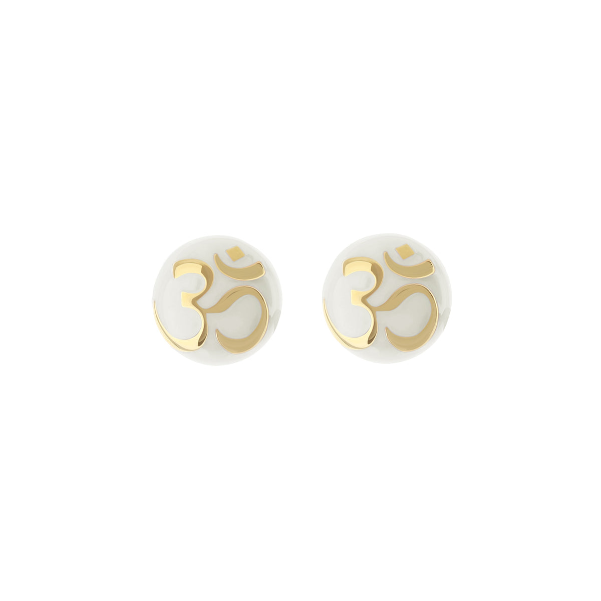 Endless Kisses Earrings by Lauren G Adams, white ceramic spheres with gold-tone kiss motifs, on Tampa Home & Garden Store
