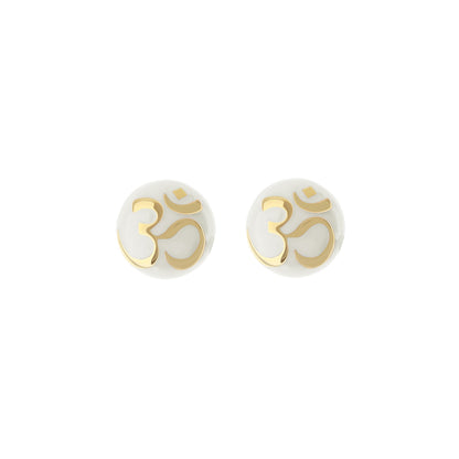 Endless Kisses Earrings by Lauren G Adams, white ceramic spheres with gold-tone kiss motifs, on Tampa Home & Garden Store