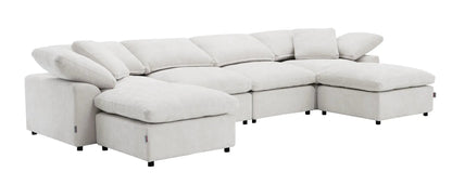 Naveen modular sectional with ottoman in beige fabric, set by Unique Piece Furniture on Tampa Home & Garden Store