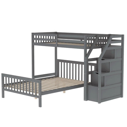 Loft Bed with Staircase and Storage Grids