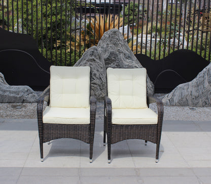 2-Piece Liberatore Dining Chairs with Beige Cushions outdoor dark wicker set on Tampa Home & Garden Store