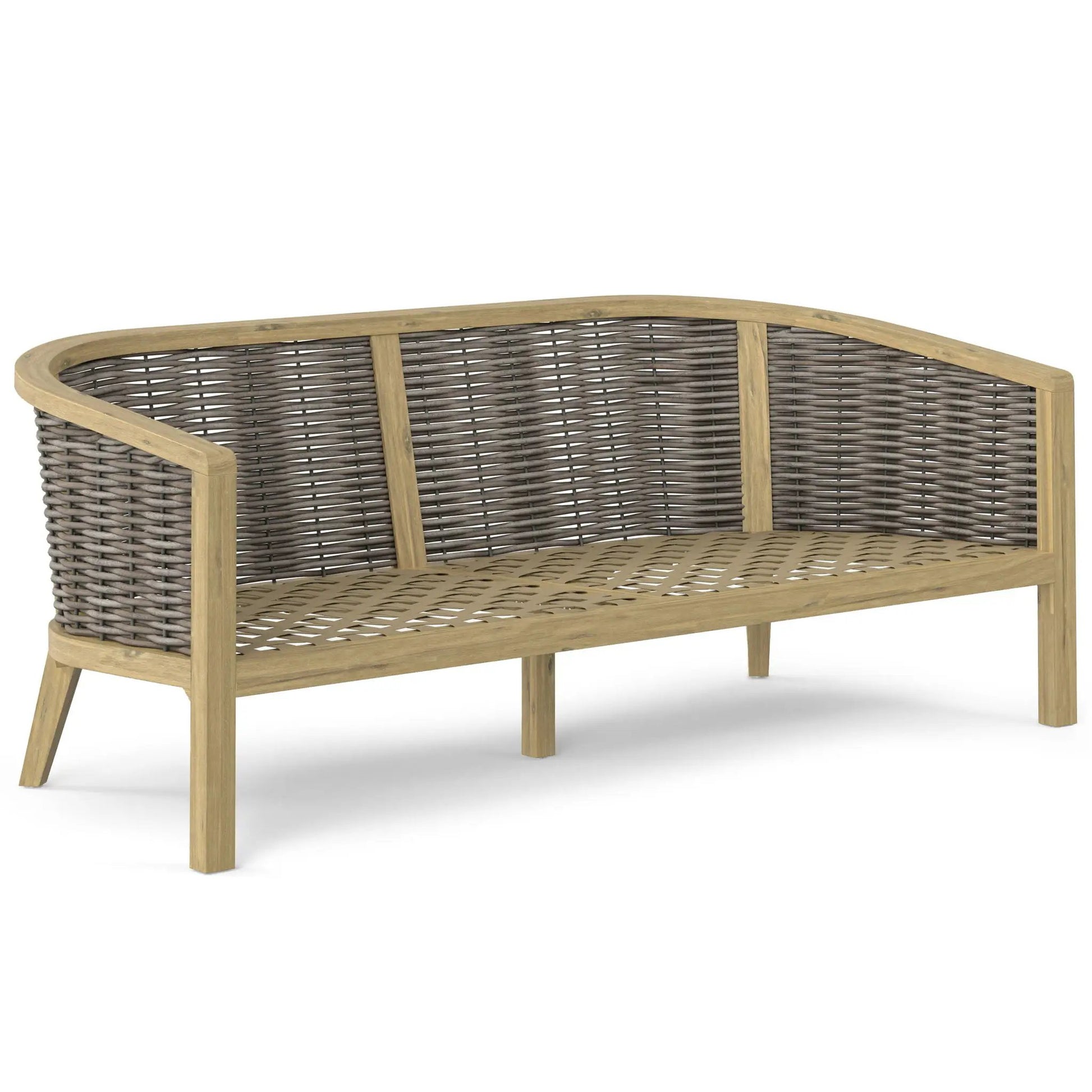 Parkside Outdoor Sofa natural with woven wicker back and light wood frame on Tampa Home & Garden Store