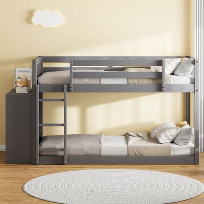 Solid Pine Bunk Bed with Drawers and Shelves