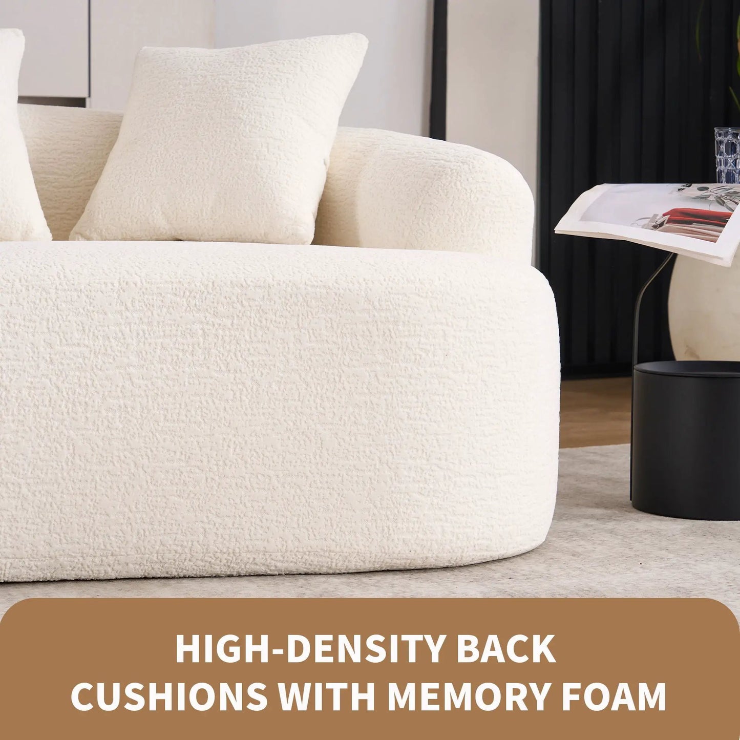 Loveseat sofa compact cream boucle by Unique Piece Furniture in a modern living space on Tampa Home & Garden Store