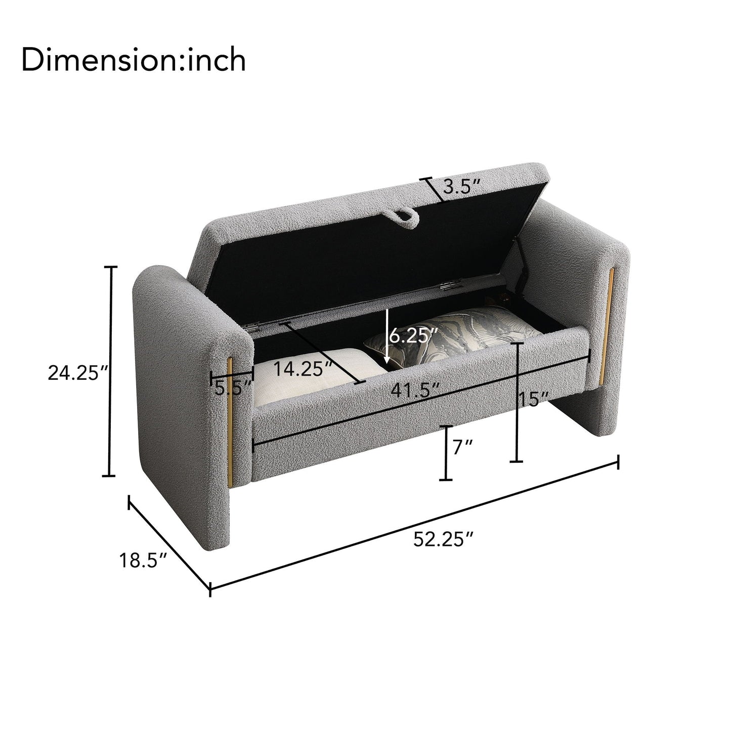 Modern Plush Teddy Bench With Storage And Seat