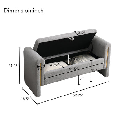 Modern Plush Teddy Bench With Storage And Seat