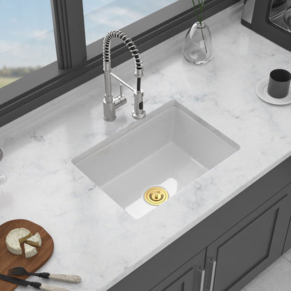 Rectangular deep single-bowl undermount kitchen sink with chrome spring-faucet, HouseOfZazla on Tampa Home & Garden Store