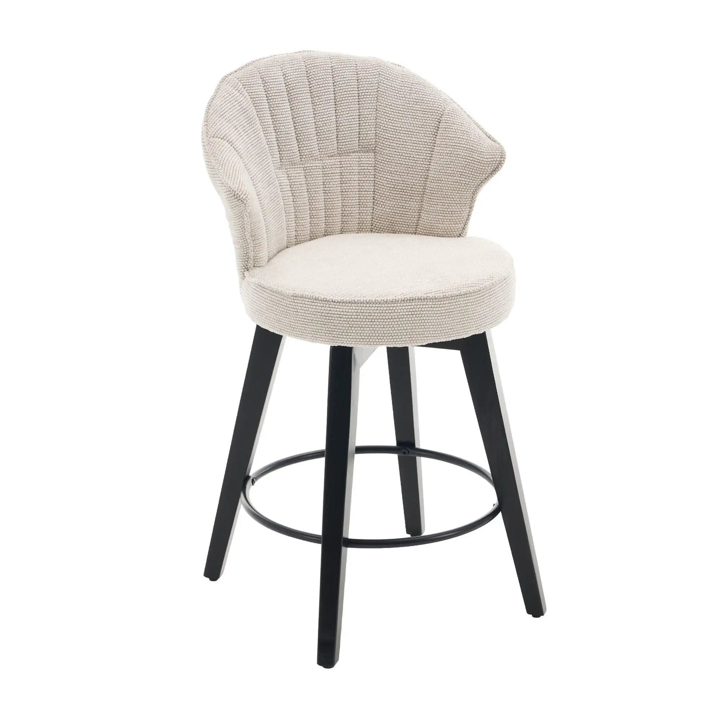 Wing Back Swivel Bar Stools beige woven fabric by Unique Piece Furniture on Tampa Home & Garden Store