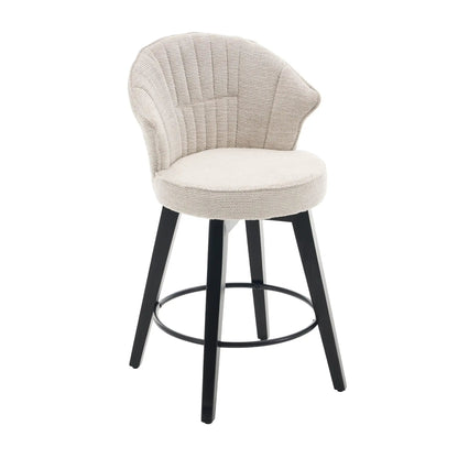 Wing Back Swivel Bar Stools beige woven fabric by Unique Piece Furniture on Tampa Home & Garden Store