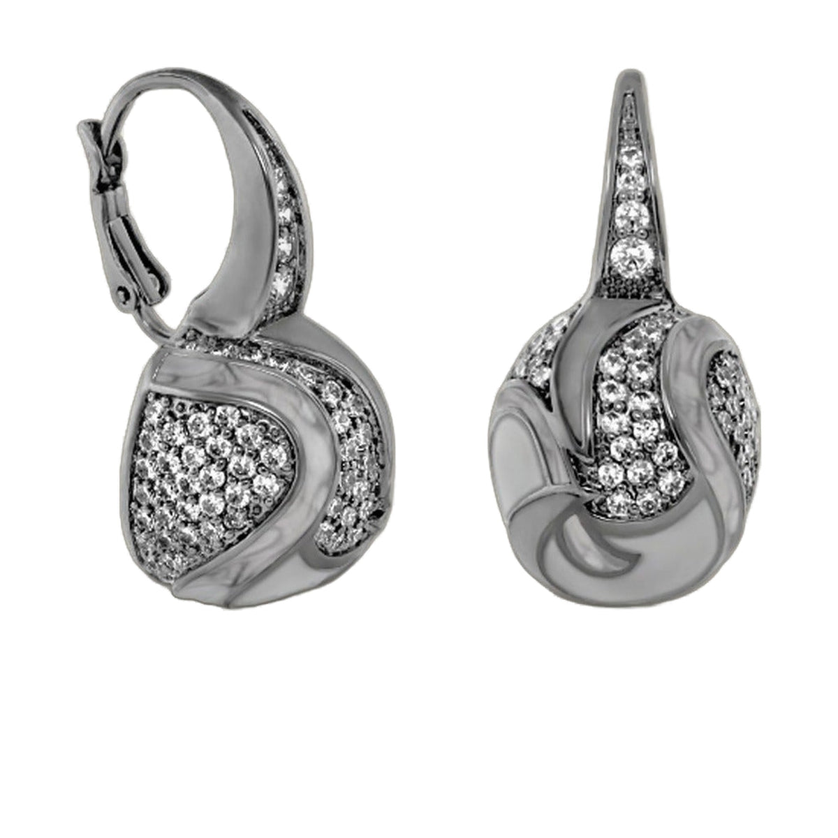 Sweet and Sassy earrings by Lauren G Adams, silver-tone pave crystal teardrop hoops, pair on Tampa Home & Garden Store