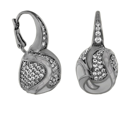 Sweet and Sassy earrings by Lauren G Adams, silver-tone pave crystal teardrop hoops, pair on Tampa Home & Garden Store