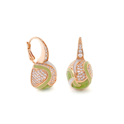 Sweet and Sassy Earring pair in rose gold with green enamel and pave crystals Lauren G Adams on Tampa Home & Garden Store