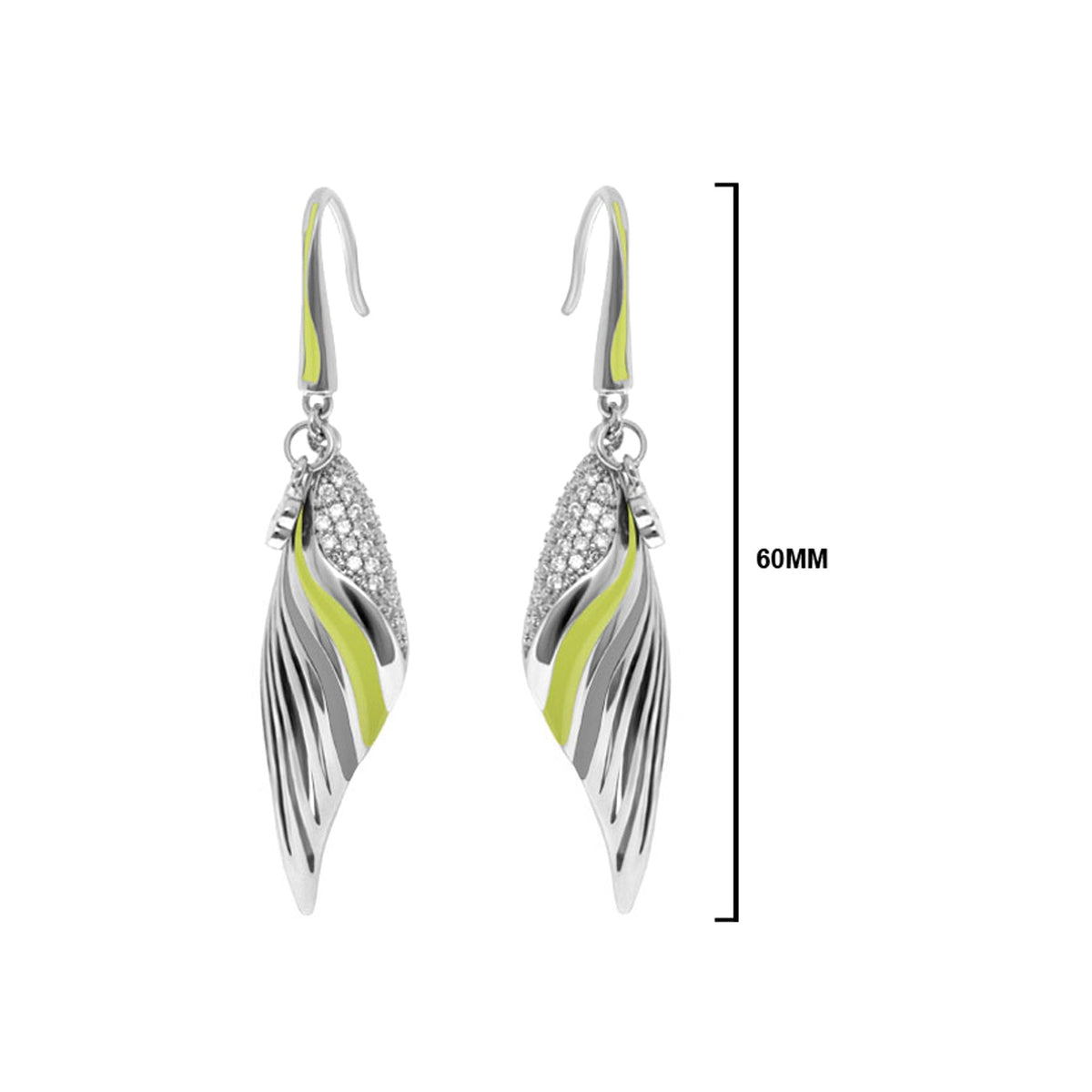 Angel Wings Earrings, a pair by Lauren G Adams, silver-tone with lime-green enamel on Tampa Home & Garden Store
