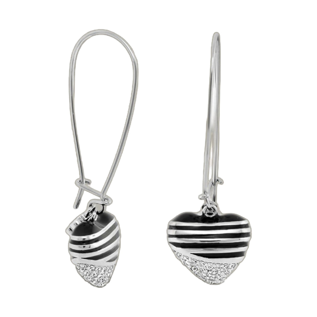 Sweetheart earrings pair by Lauren G Adams, silver striped beads with crystal pavé ends on Tampa Home & Garden Store