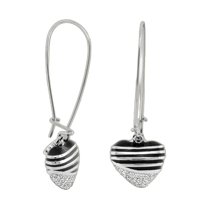 Sweetheart earrings pair by Lauren G Adams, silver striped beads with crystal pavé ends on Tampa Home & Garden Store