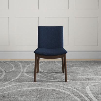 Mid-Century modern solid wood dining chair with navy blue fabric upholstery HouseOfZazla on Tampa Home & Garden Store
