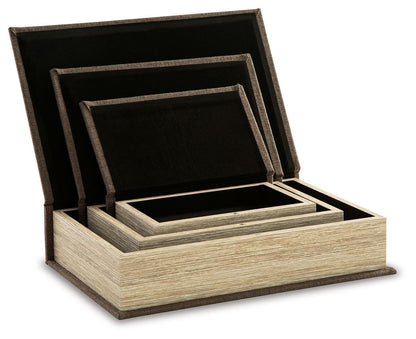 Jolina Linen Box Set of 3 Keepsake Boxes