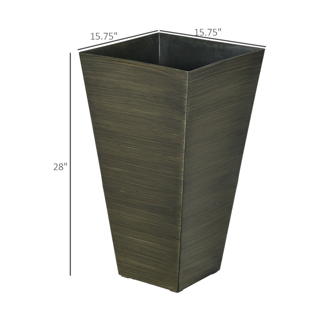Outsunny 28in tall planters set of 3 in bronze brushed finish square tapered design on Tampa Home & Garden Store