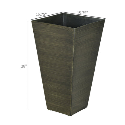 Outsunny 28in tall planters set of 3 in bronze brushed finish square tapered design on Tampa Home & Garden Store