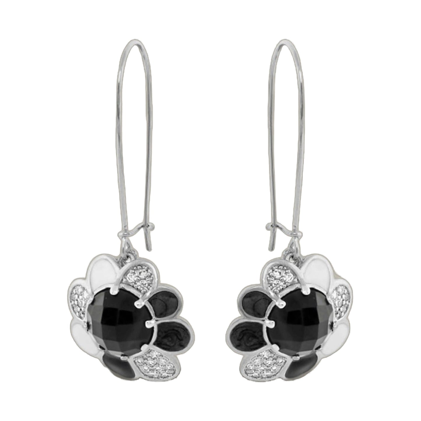 Field of Flowers Earrings Lauren G Adams silver drops with black heart stones pavé on Tampa Home & Garden Store