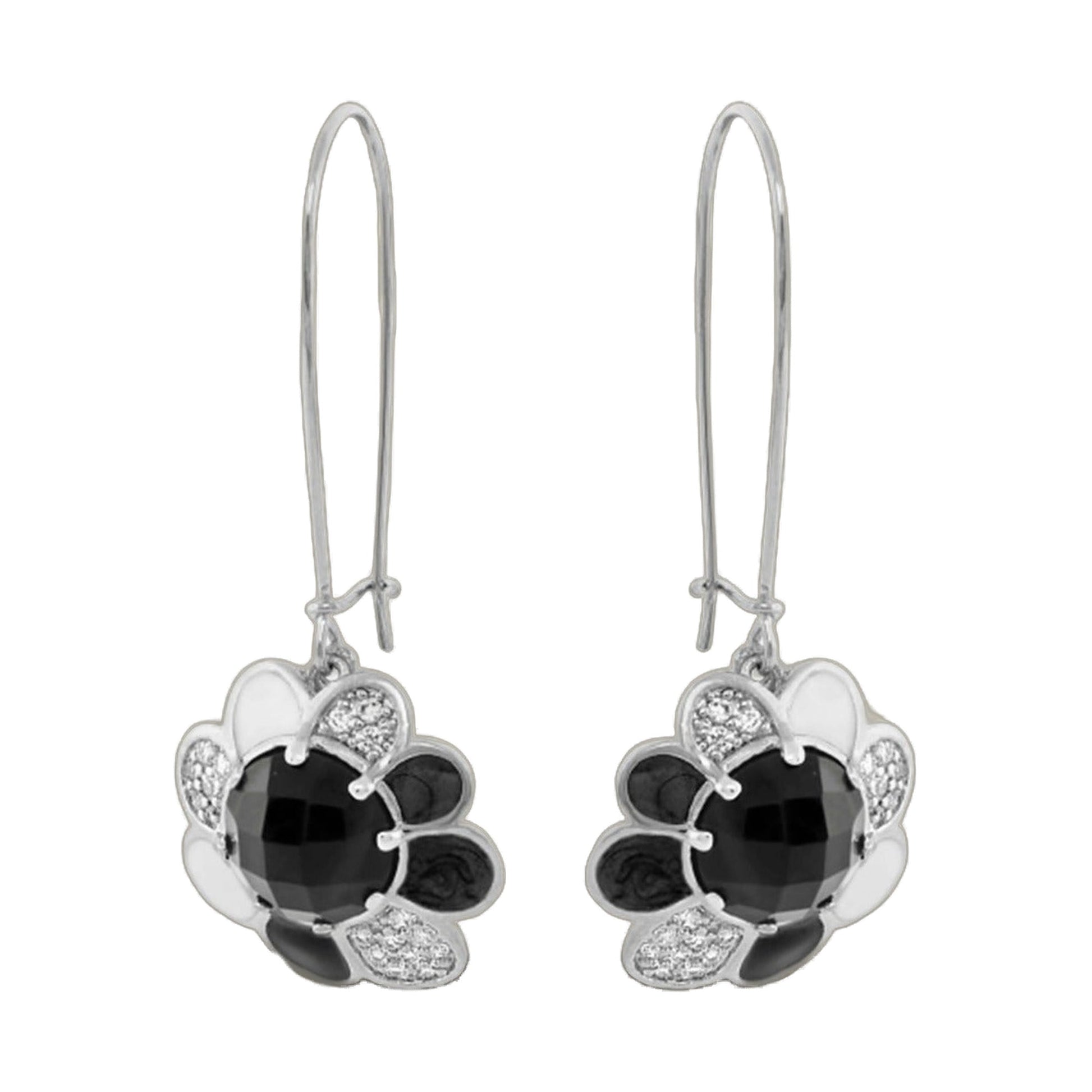 Field of Flowers Earrings Lauren G Adams silver drops with black heart stones pavé on Tampa Home & Garden Store