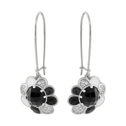 Field of Flowers Earrings Lauren G Adams silver drops with black heart stones pavé on Tampa Home & Garden Store