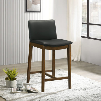 Mid-Century Counter Chair with Full-Back Comfort, black upholstery, wooden legs HouseOfZazla on Tampa Home & Garden Store