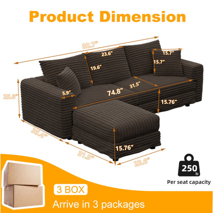 Deep Seat Sofa Bed With Ottoman and Soft Pillows