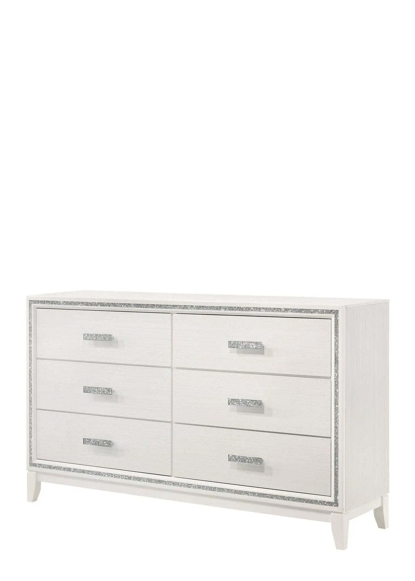 Haiden Dresser with Silver Trim Six Drawers