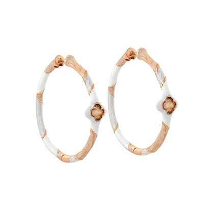 Lauren G Adams Clover and Clover Again enamel hoop earrings, two-tone white and rose-gold floral on Tampa Home & Garden Store