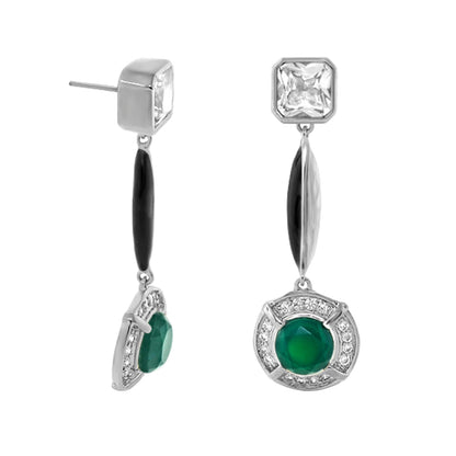 Caribbean Waters earrings by Lauren G Adams, drops with black oval bead and emerald stones on Tampa Home & Garden Store