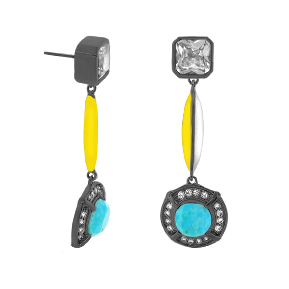 Caribbean Waters Earrings by Lauren G Adams yellow baton and turquoise stones 2-piece set on Tampa Home & Garden Store