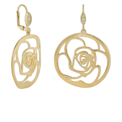 Pair of Rose Petal Earrings, gold-tone openwork hoops with diamond accents, Lauren G Adams on Tampa Home & Garden Store