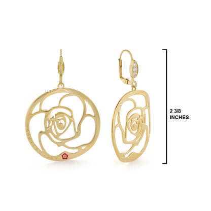 Rose Petal Earrings by Lauren G Adams, a pair of gold-tone rose filigree hoops, 2 3/8 inches on Tampa Home & Garden Store