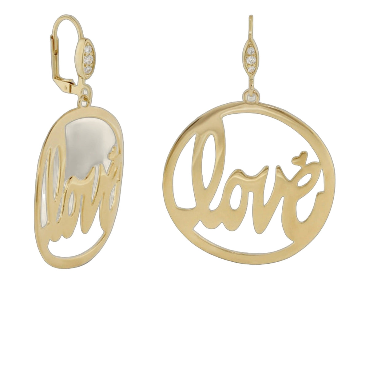 Love Rocks With Love gold-tone chandelier earrings with crystal accents and Love cutout, 2-pc set on Tampa Home & Garden Store