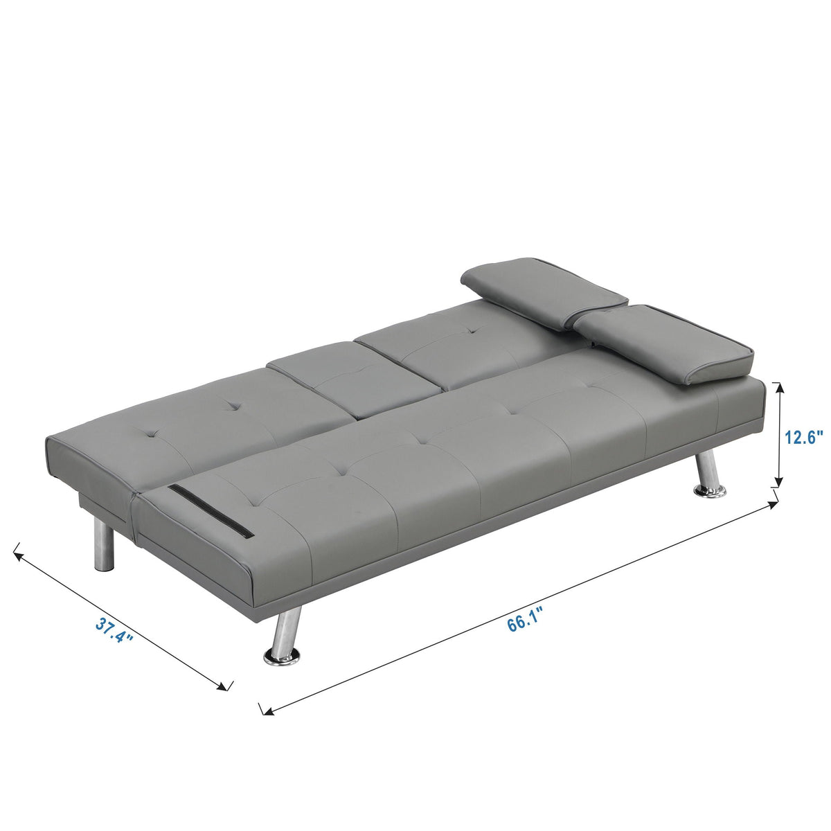 Modern Sofa Bed with Armrest and Wood Frame
