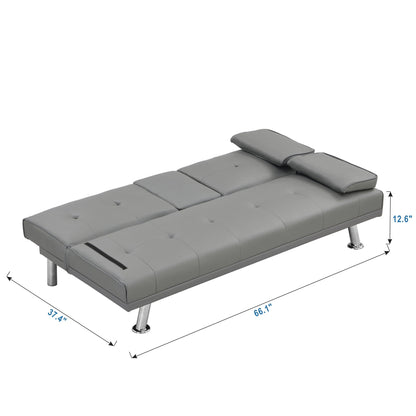 Modern Sofa Bed with Armrest and Wood Frame