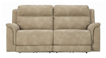 Next-Gen Durapella reclining power sofa beige two-seat with padded arms on Tampa Home & Garden Store