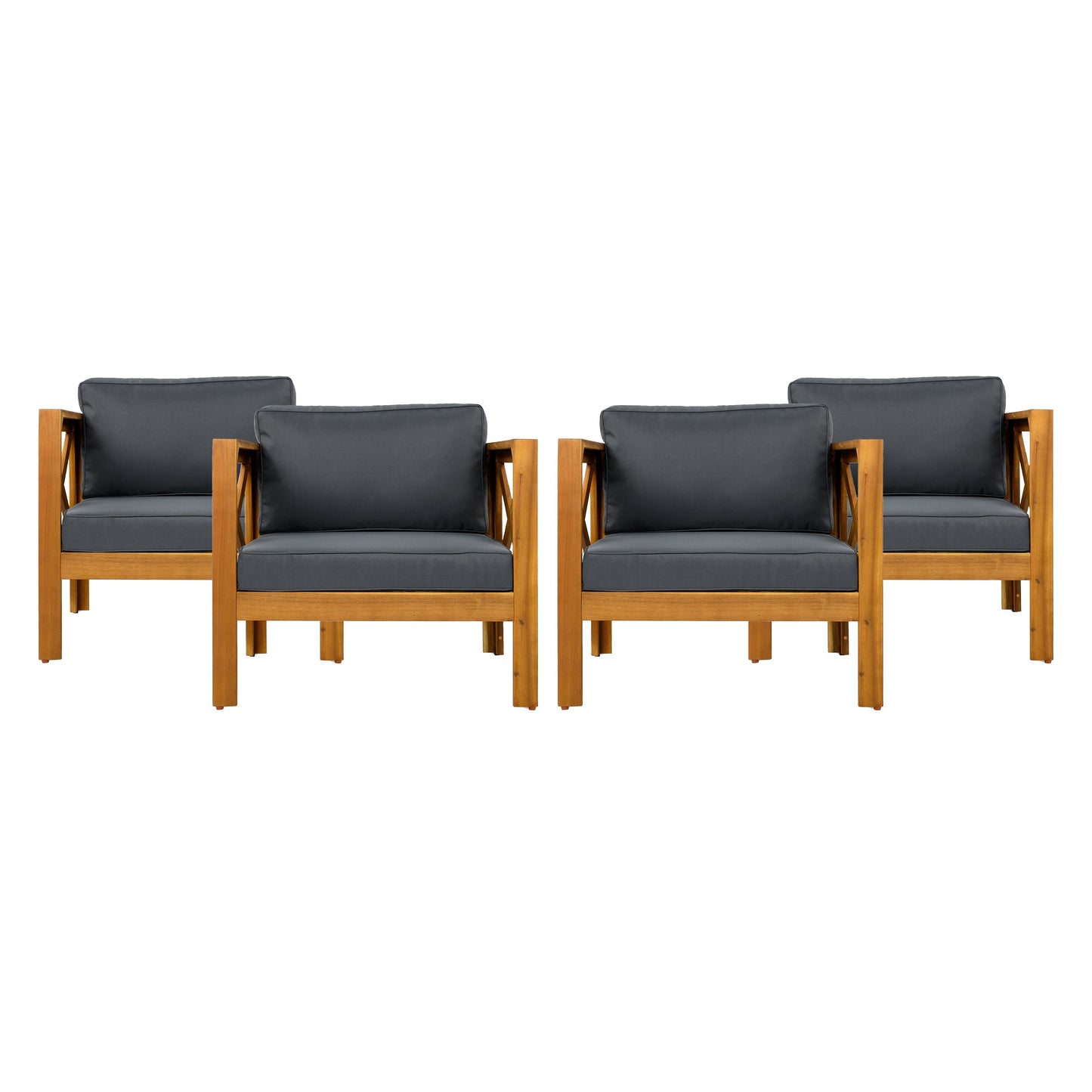 Patio Conversation Set with foldable acacia wood table and cushioned chairs on Tampa Home & Garden Store